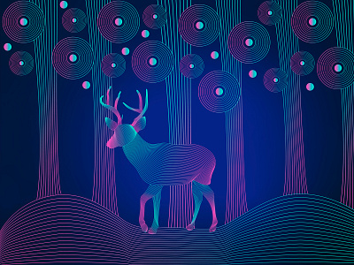 Deer Line Art design flat illusion illustraion illustration illustration art poster vector