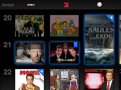 TV Guide Overview for iPad (black) epg guide ipad tv