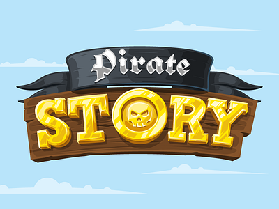 Pirate Story Logotype app game game design gold ios logo logotype mobile game typography vector