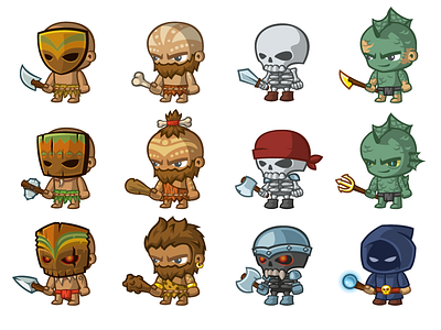 Characters app characters game illustration ios pirate skeleton
