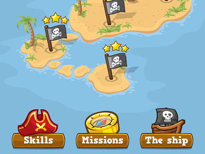 Map app compass flag game map navigation pirate ship skull ui