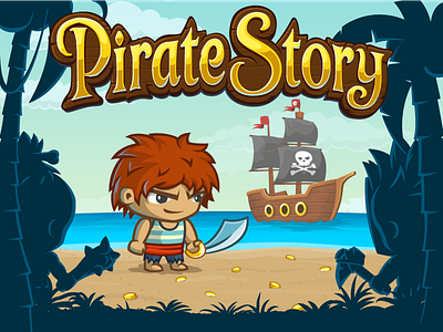 Pirate Story character game illustration ios jungle matching pirate puzzle ship