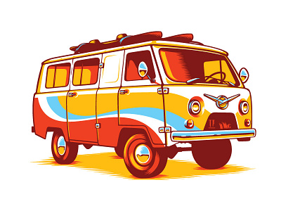 USSR Hippie Van car hippie illustration van vector