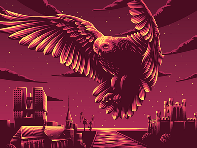 Illustration for poster event gig illutration owl poster vector