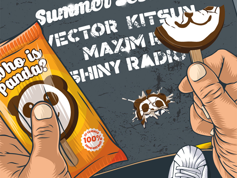 Illustration for poster vector illustration poster ice cream panda