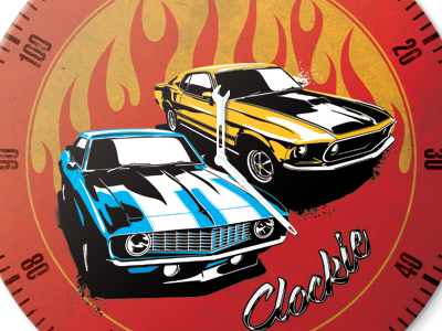 Clockie Muscle Car 1969 camaro clocks illustration muscle car mustang retro