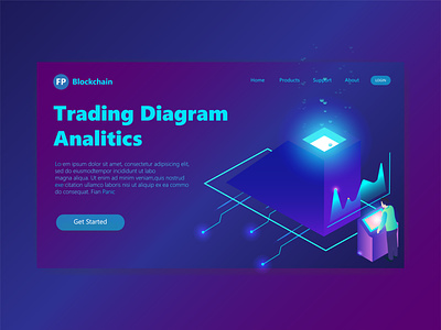 3D Header Page Illustration Trading Diagram Analitic