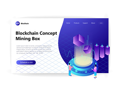 3D Header Page Illustration  Blockchain Mining Box