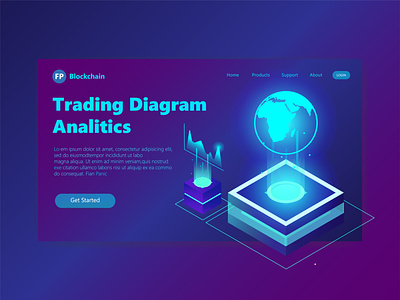 3D Header Page Illustration Trading Analitic