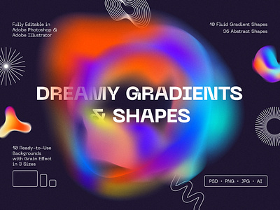 Dreamy Gradients & Shapes abstract shapes backgrounds fluid shapes gradient grainy texture