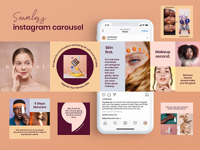 Beauty Seamless Instagram Carousel beauty colorful cosmetics design instagram psd social media templates