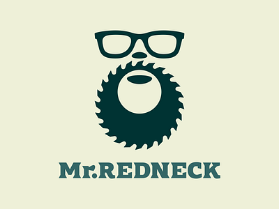 Mr. Redneck beard building circular eye glasses instrument logo redneck saw tool workman Сonstruction