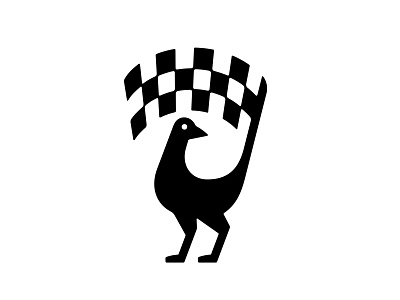Racing Bird 📌 Logo for Sale auto bird bustard champion checkered competition crossed drive finish flag formula logo motocross race racing road run sports sprinting triathlon