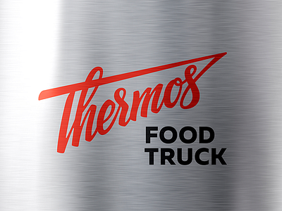 Thermos cafe calligraphy chromium fast food food food trucks hand lettering lettering metal restaurant script logo street food