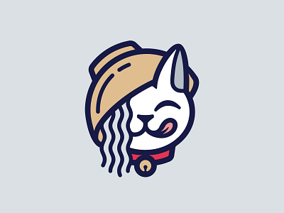 Prankster Cat 📌 Logo was Sold animal asian cafe cat character chinese chopsticks eat food glutton happy joker logo lucky maneki neko mascot noodles ramen restaurant wok