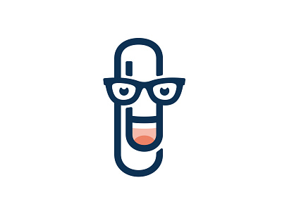 Paperclip Man 📌 Logo for Sale boy character face funny geek glasses guy human laugh logo man note office paper clip resources school smile student white collar worker