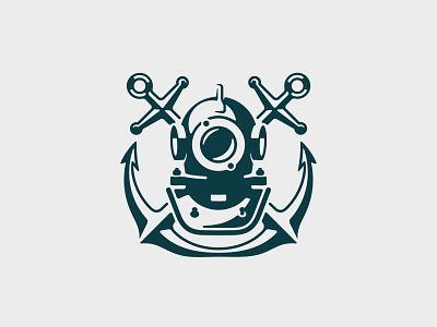 Scuba 📌 Logo was Sold anchor coat of arms diver emblem helmet heraldic hobby logo mask naval plunger retro rope scuba sport submariner subsea underwater vintage water
