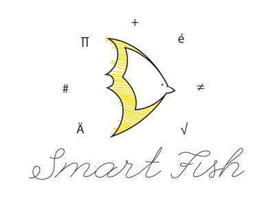 Smart Fish brand branding identity illustration logo mark two color