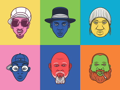 Hip Hop Heads faces hip hop icon iconic portrait vector