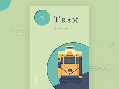 Tram app city flat color icon illustration kolkata retro tram ui ux vintage web