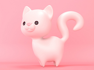 Cat 3d animal beautiful cat character cute design friendly graphic happy kitten mascot pet pink render stylized toy