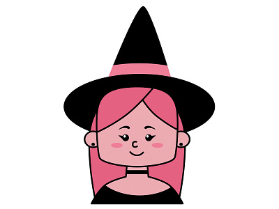 With art black cartoon character fairy tale fantasy girl halloween hat illustration kawaii logo magic mascot pink vector witch wizard woman