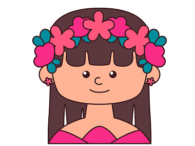 Spring art blooms cartoon character fairy tale fantasy flowers girl icon illustration kawaii logo mascot season sticker vector woman wreath