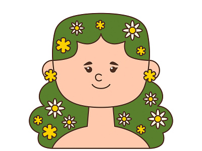 Summer art blooms cartoon character design fairy tale fantasy flowers girl green icon illustration logo mascot romantic season vector woman