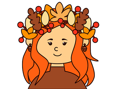 Autumn art character design fairy tale fantasy fashion girl graphic icon illustration kawaii leaf logo mascot season vector weather wreath