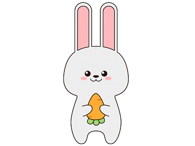 Cute little bunny hugs a carrot animal art card carrot cartoon design food fun graphic hare hug illustration kawaii mascot rabbit t shirt vector