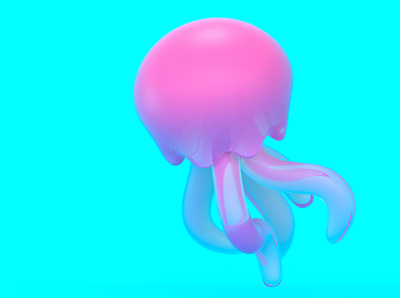 Pink shiny jellyfish marine