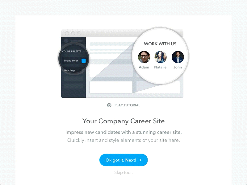 Guide Tour animation guide recruiting saas steps tour tutorial