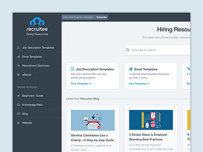 Hiring Resources site blog brand design hiring recruiting resources site template