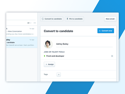 Mailbox - Convert to candidate feature admin candidate compose convert hiring inbox mail mailbox saas