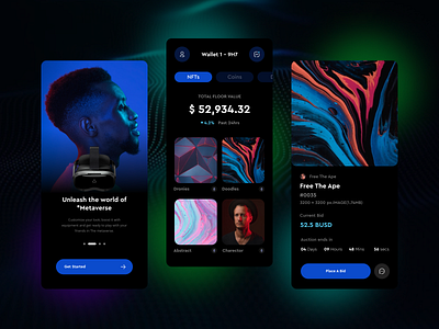 Modern Nft platform app meta metaverse moden ui nft platform ui design ux ui