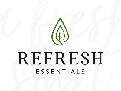 Refresh Essentials branding drop elegant essential oils healthy living identity leaf logo logo design logotype natural