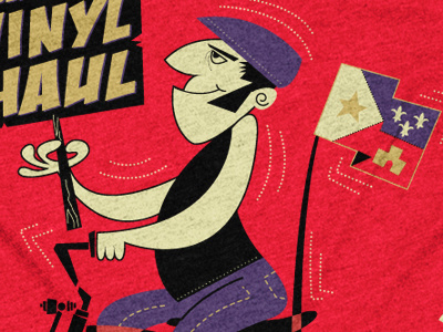 2016 Vinyl Haul bike illustration mid century record retro vinyl