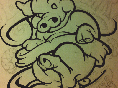 Inking Shirt design for Butcher banner illustration pig t shirt