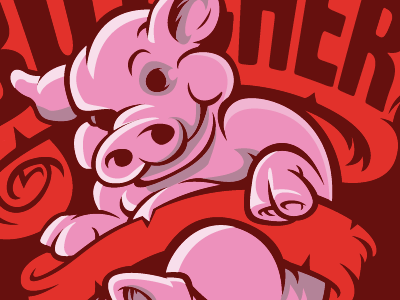 Shirt design for Butcher banner illustration pig t shirt