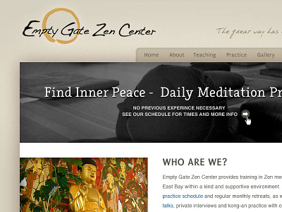 Homepage concept for my Zen Center