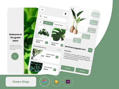 Green Shop animation app color concept design figma mobile palette ui ux