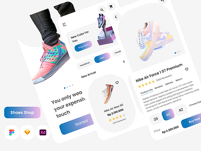 Shoes Shop animation app color concept design figma mobile palette ui ux