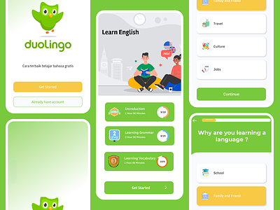Duolingo Redesign Challenge animation app color concept design figma mobile palette ui ux