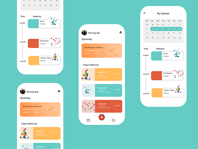 Medicine Reminder App animation app color concept design figma mobile palette ui ux androidiostranding