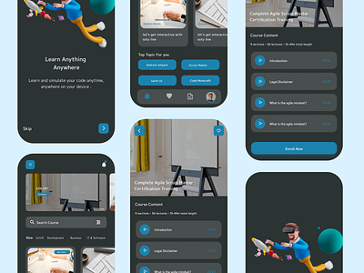 Course App Design animation app color concept design figma mobile palette ui ux androidiostranding