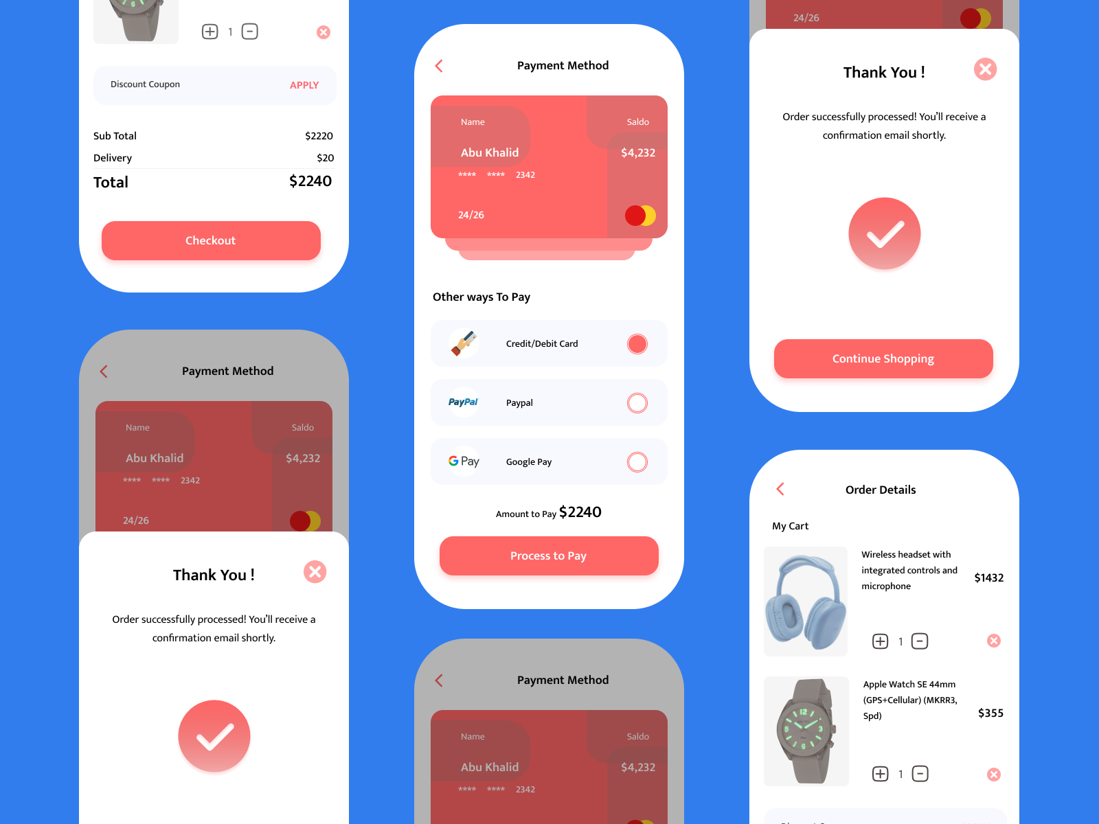 Checkout Process by abukhalidstudio on Dribbble