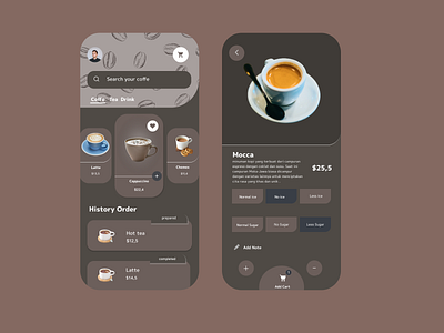 Coffe Order animation app color concept design figma mobile palette ui ux androidios