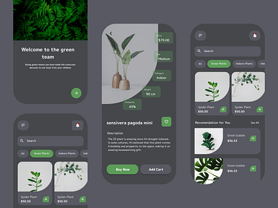 Green Shop - dark animation app color concept design figma mobile palette ui uxui kitandroidiostemplateicon