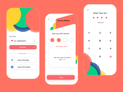 Login,Verify,Enter Pin animation app color concept design figma mobile palette ui ux androidios