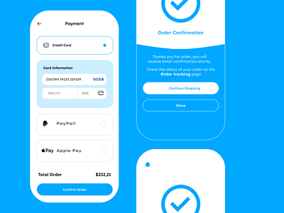 Payment & Order Confirmation App animation app color concept design figma mobile palette ui uxui kitandroidiostemplateicon